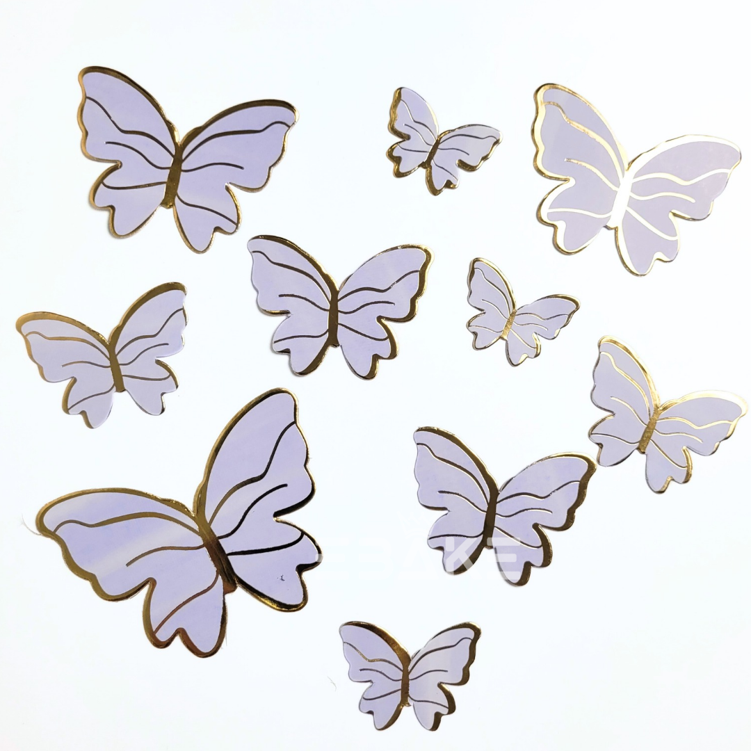 Light Purple Paper Butterflies - Foldable (Set of 10 Pieces)