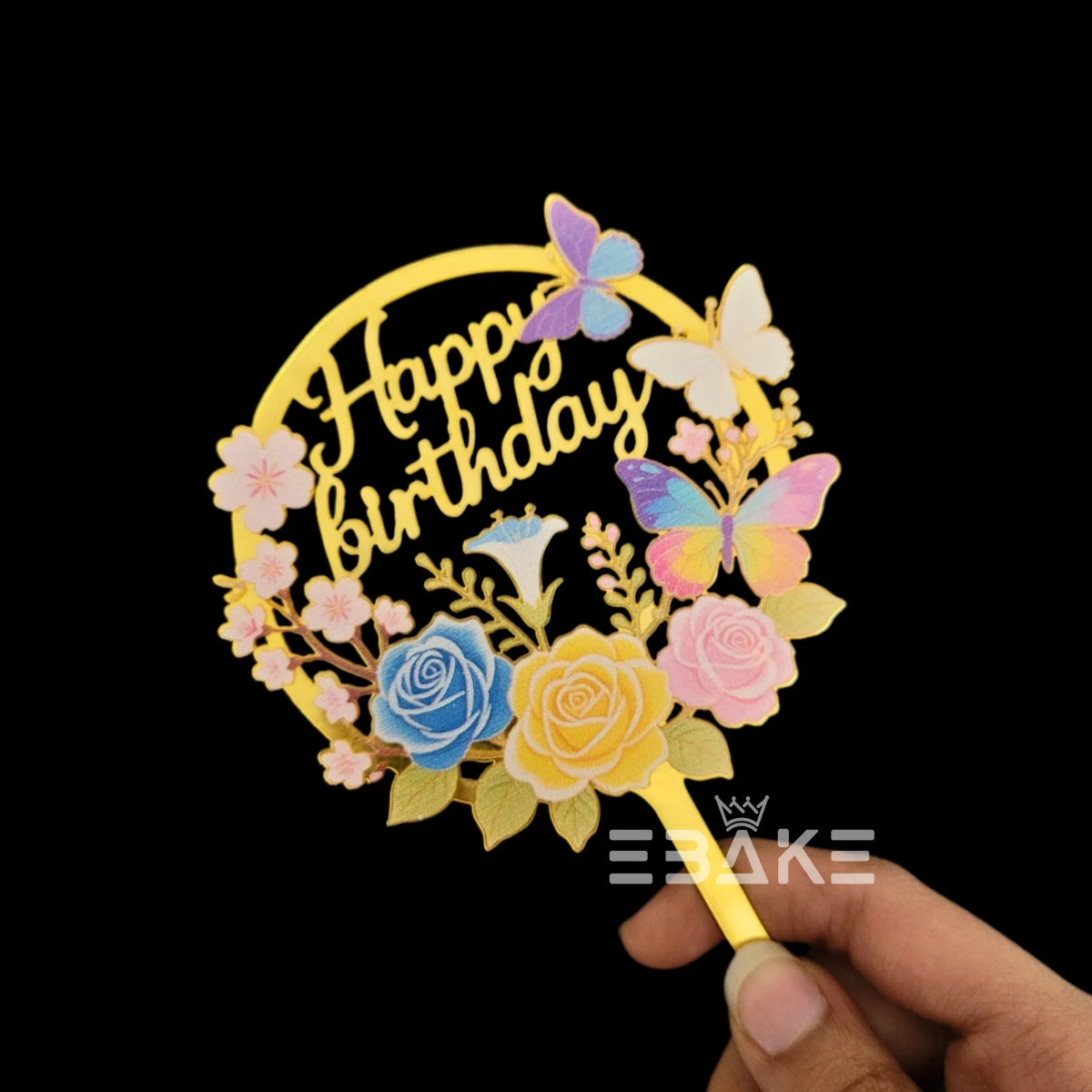 Happy Birthday Graphic Acrylic Cake Topper