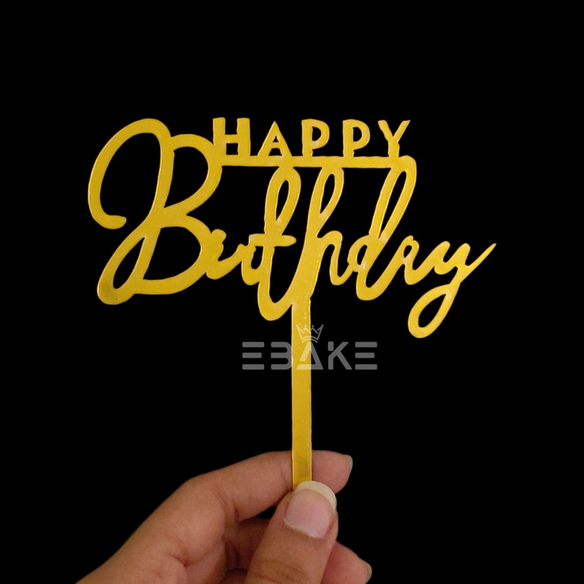 Happy Birthday Cake Topper 6inch Golden (Set of 10)