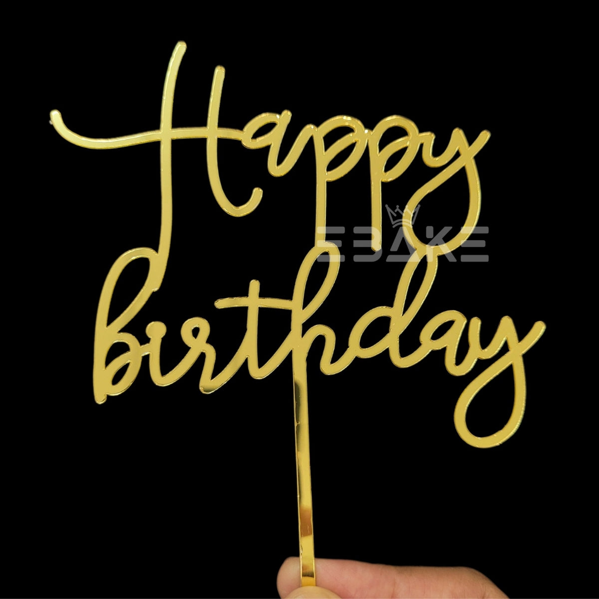 Happy Birthday Cake Topper Golden