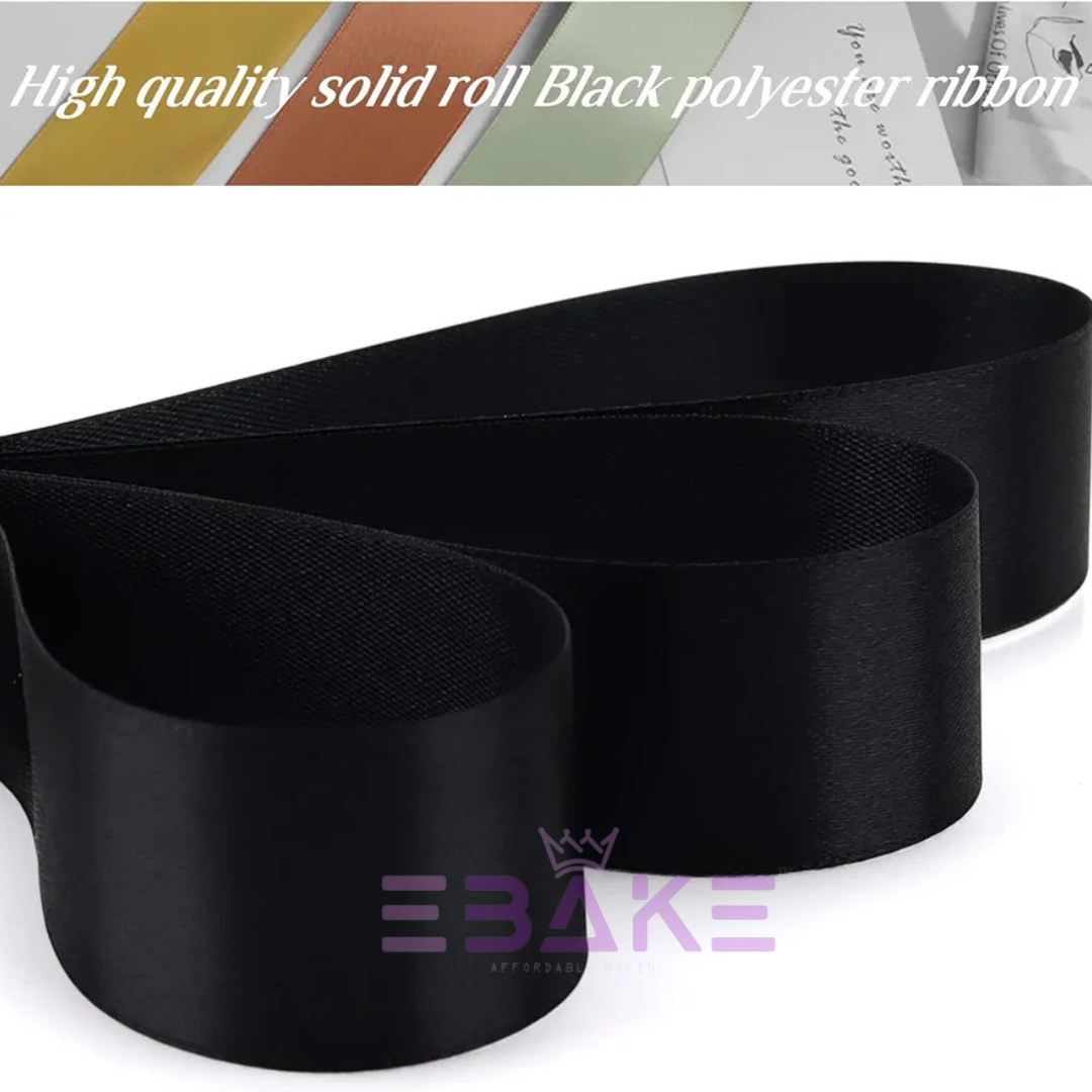 Black Satin Ribbon 1 Inch (Single Piece)
