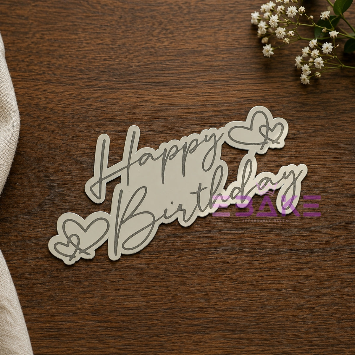 Happy Birthday Engraved Cutout (Set of 10) - Silver