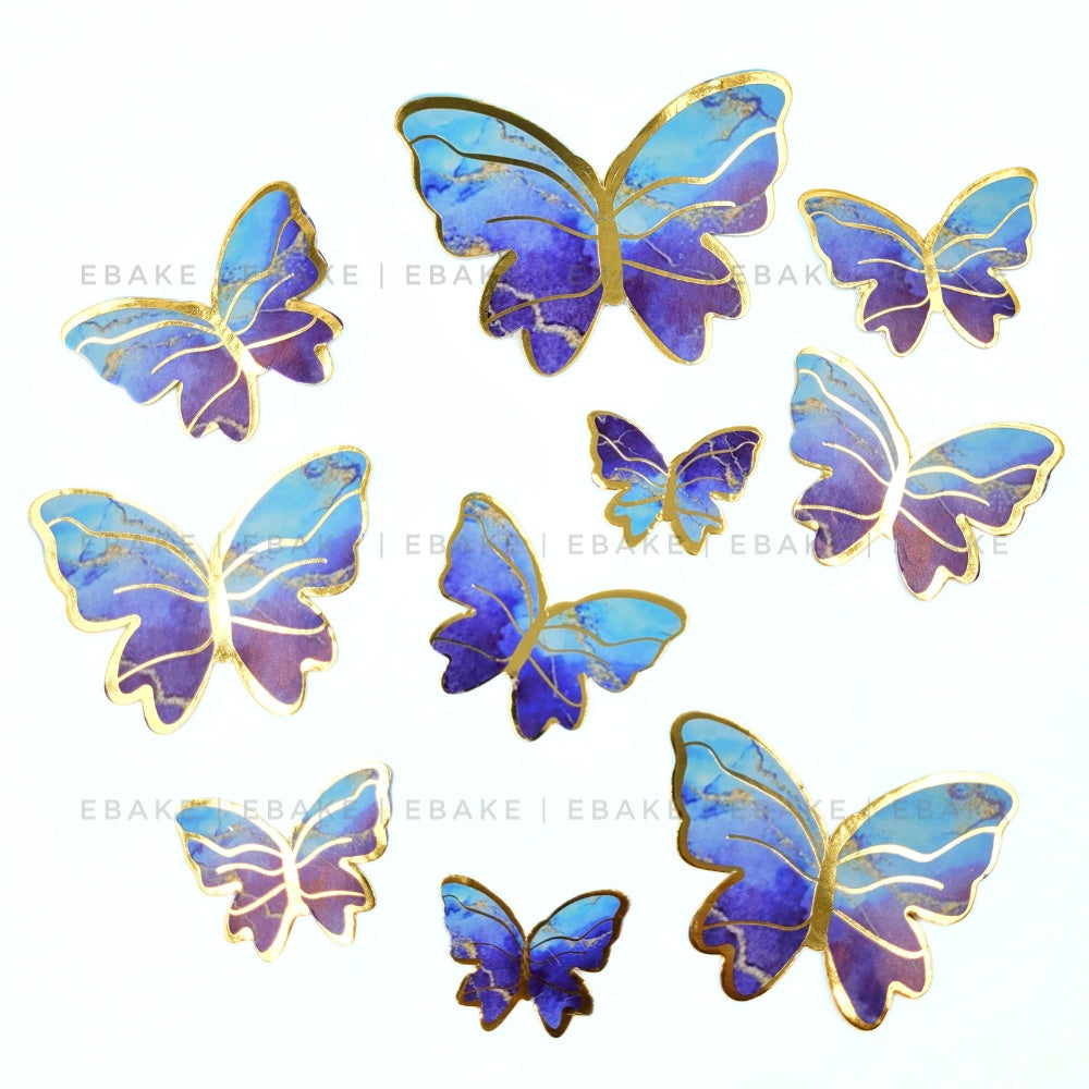 Blue Paper Butterflies - Foldable (Set of 10 Pieces)