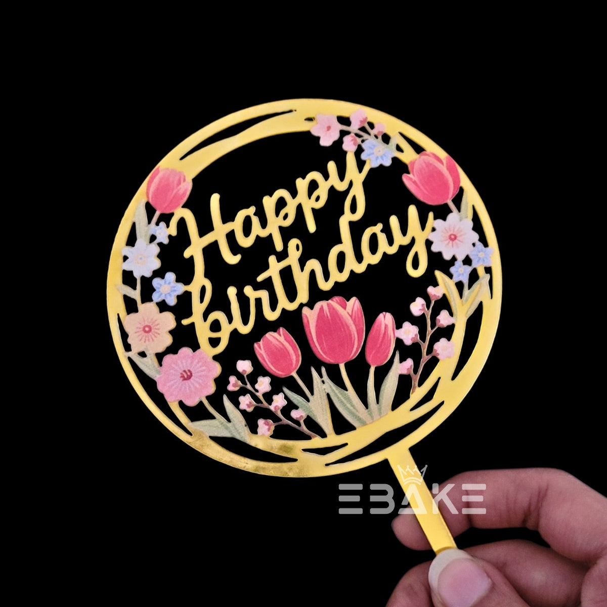Happy Birthday Graphic Acrylic Cake Topper