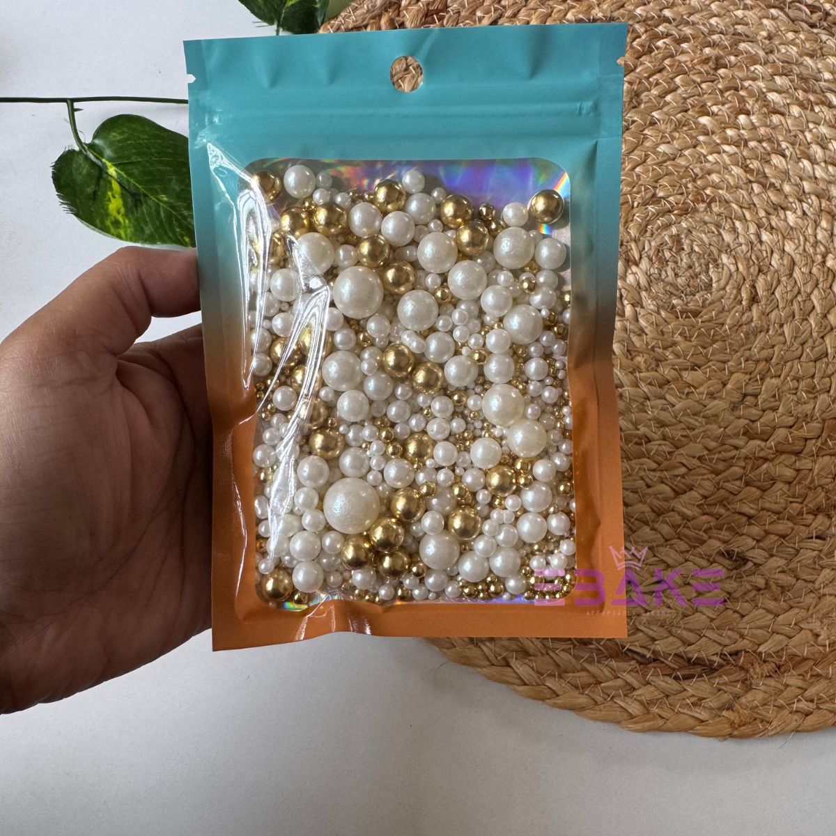 Imported Sprinkles Mix Assorted Size Sugar Balls (White & Golden) 100g