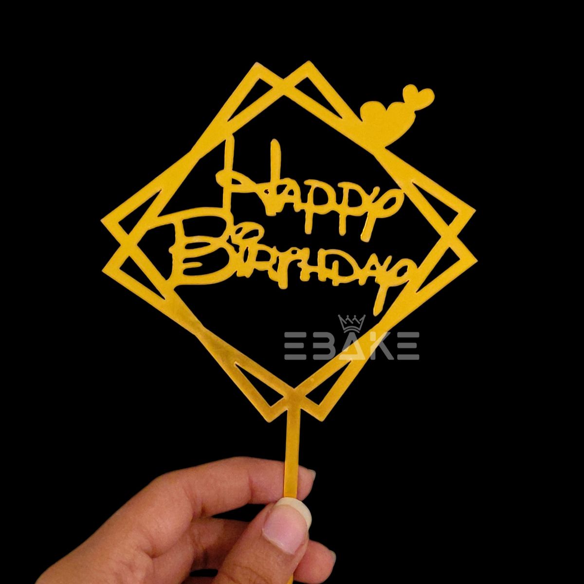Happy Birthday Cake Topper 6inch Golden (Set of 10)