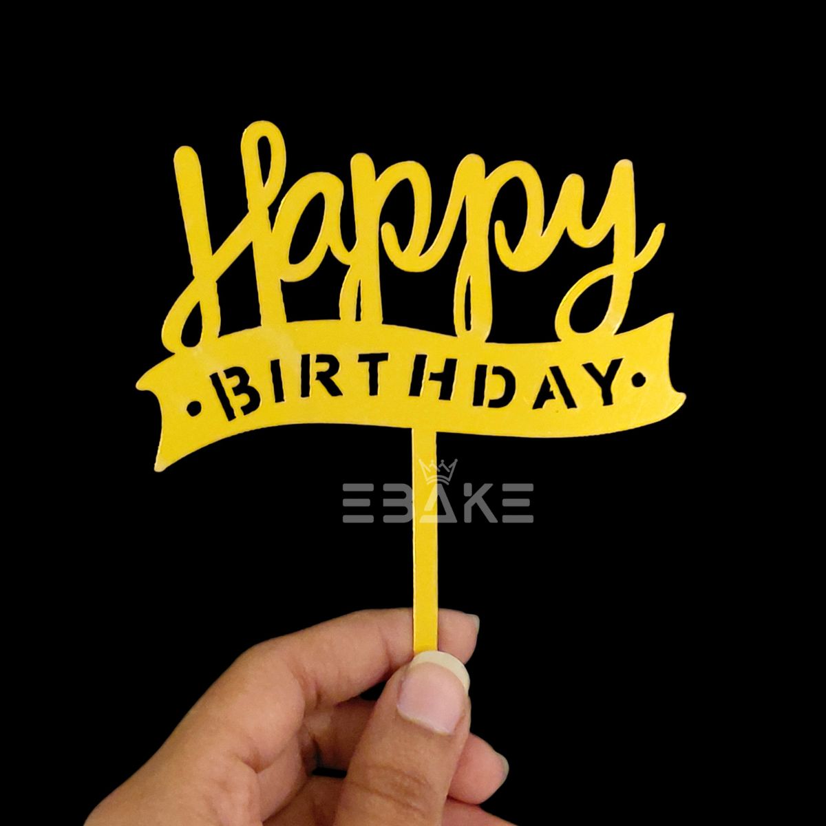 Happy Birthday Cake Topper 6inch Golden (Set of 10)