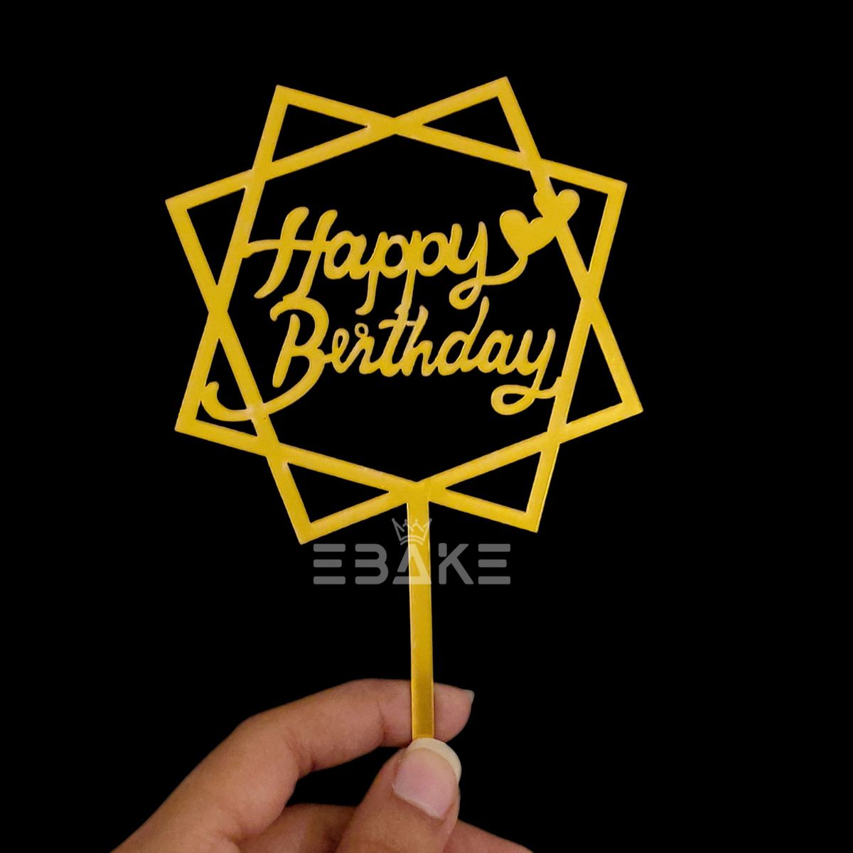Happy Birthday Cake Topper 6inch Golden (Set of 10)