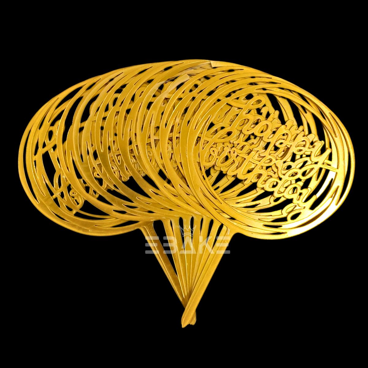 Happy Birthday Cake Topper 6inch Golden (Set of 10)