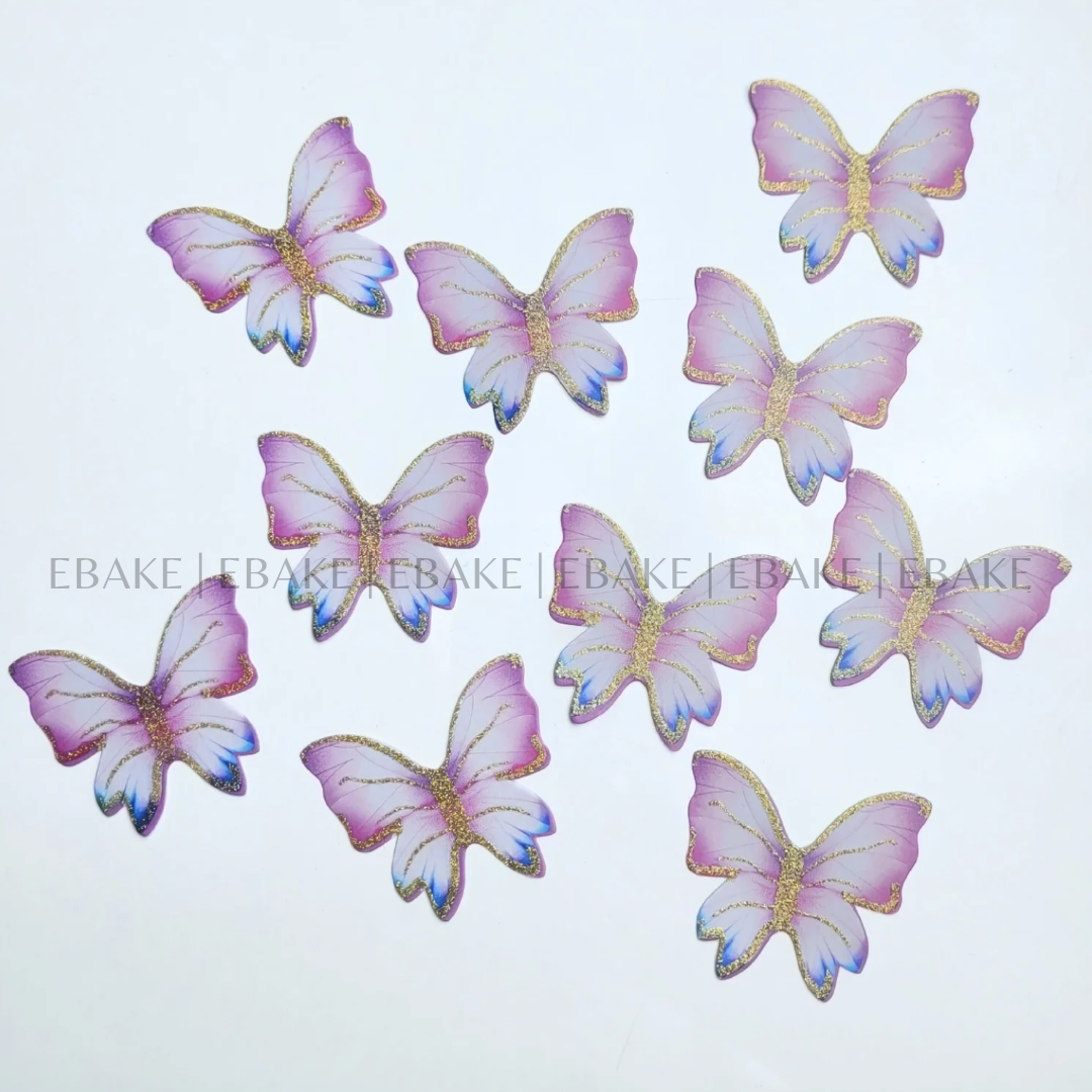 Colorful Paper Butterflies With Gold Glitter Foldable (Set of 10 Pieces)
