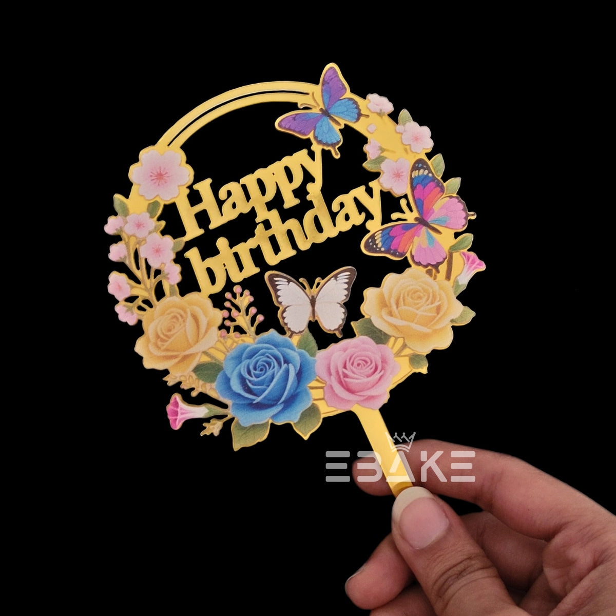 Happy Birthday Graphic Acrylic Cake Topper