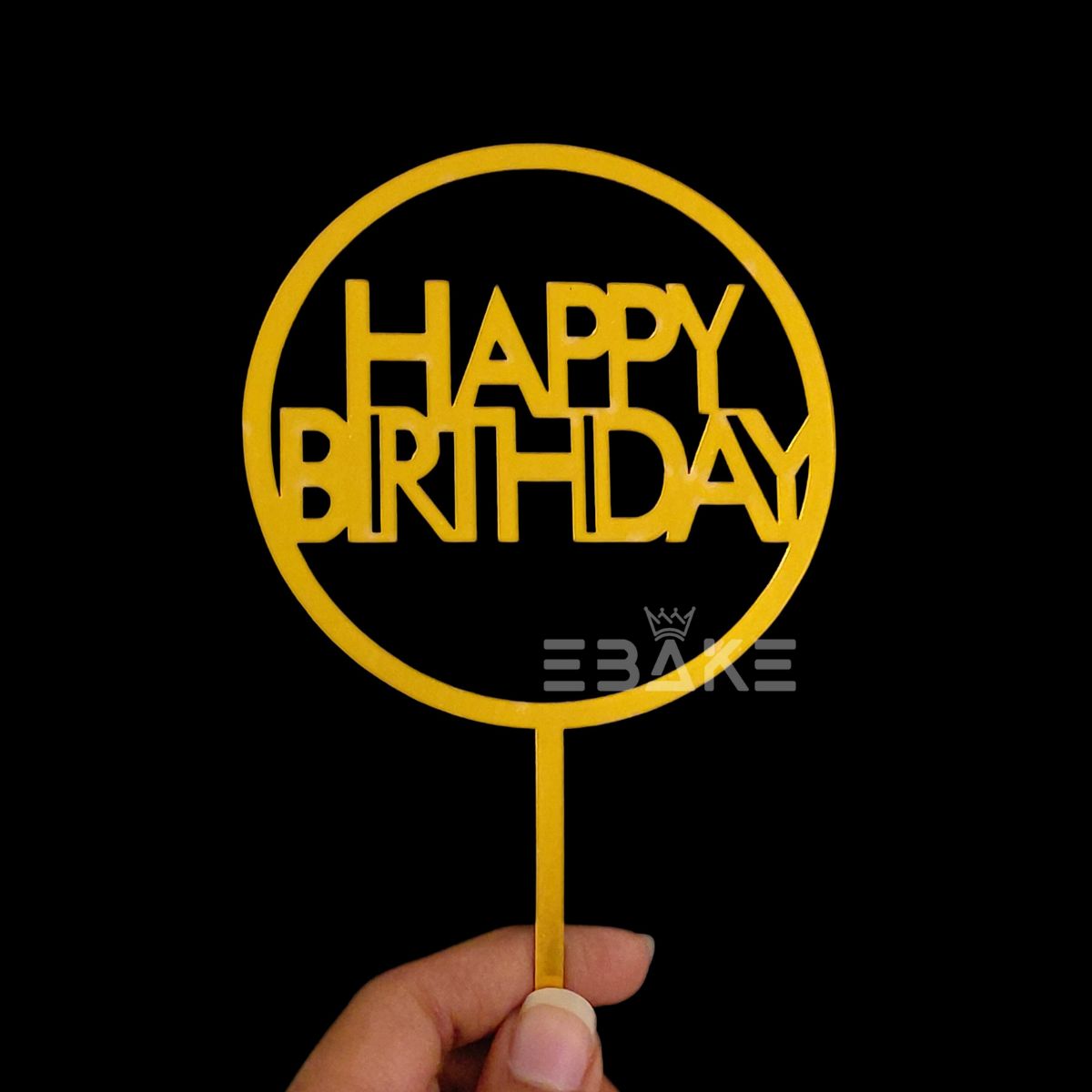 Happy Birthday Cake Topper 6inch Golden (Set of 10)
