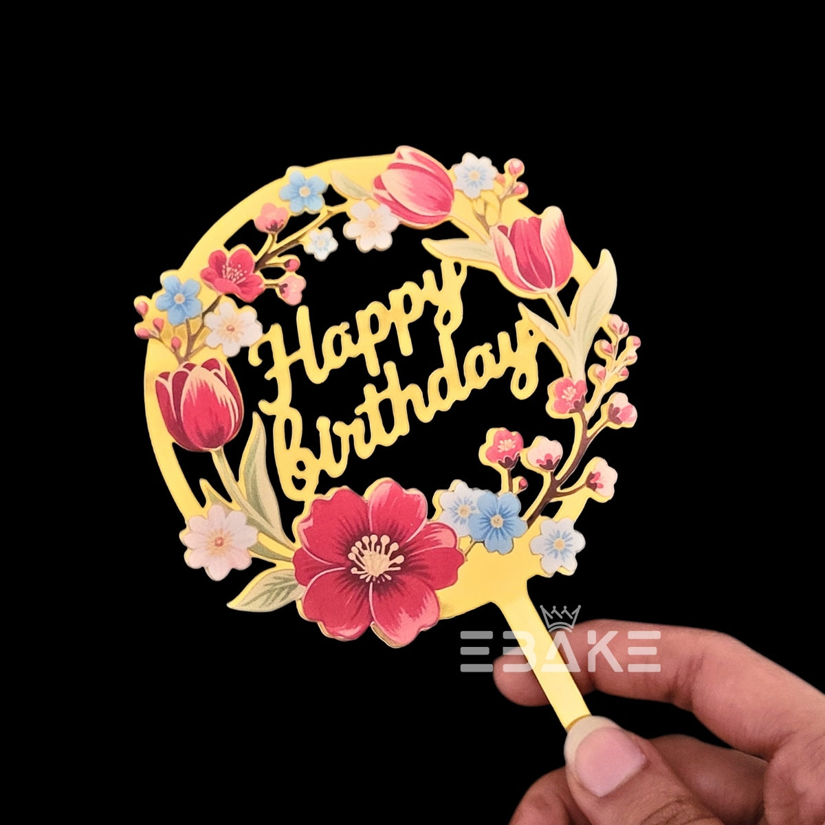 Happy Birthday Graphic Acrylic Cake Topper