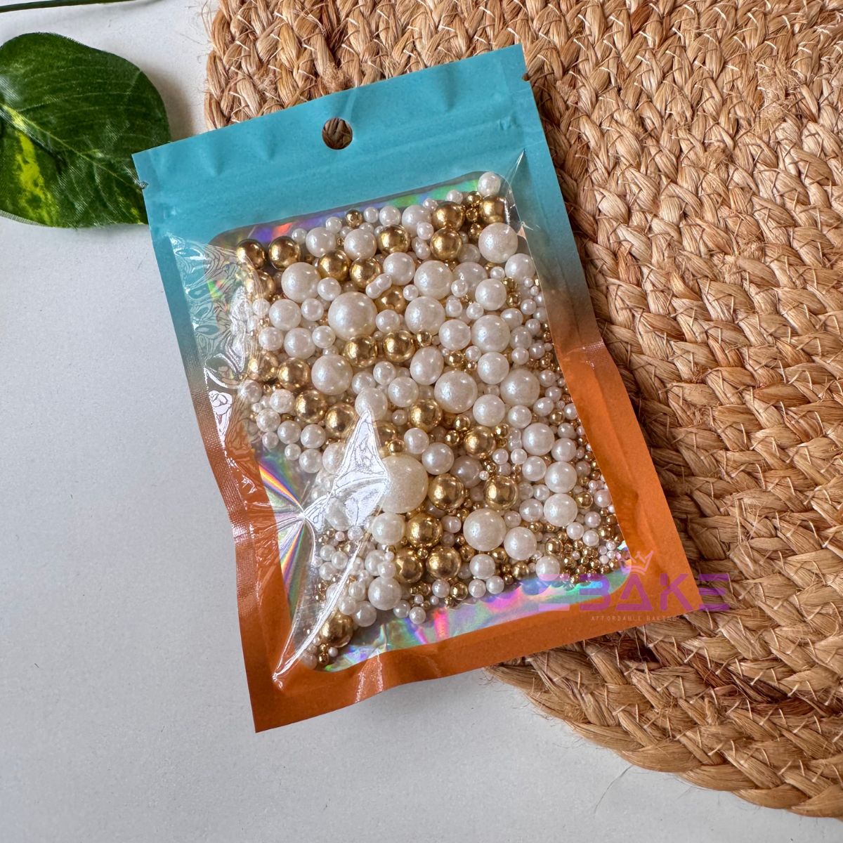Imported Sprinkles Mix Assorted Size Sugar Balls (White & Golden) 100g