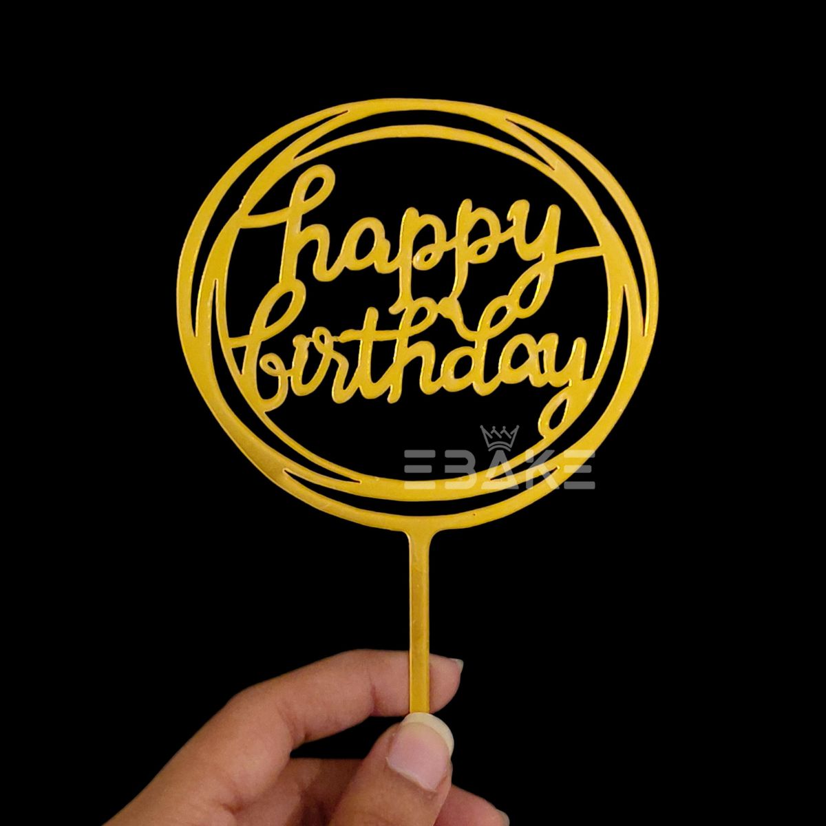 Happy Birthday Cake Topper 6inch Golden (Set of 10)