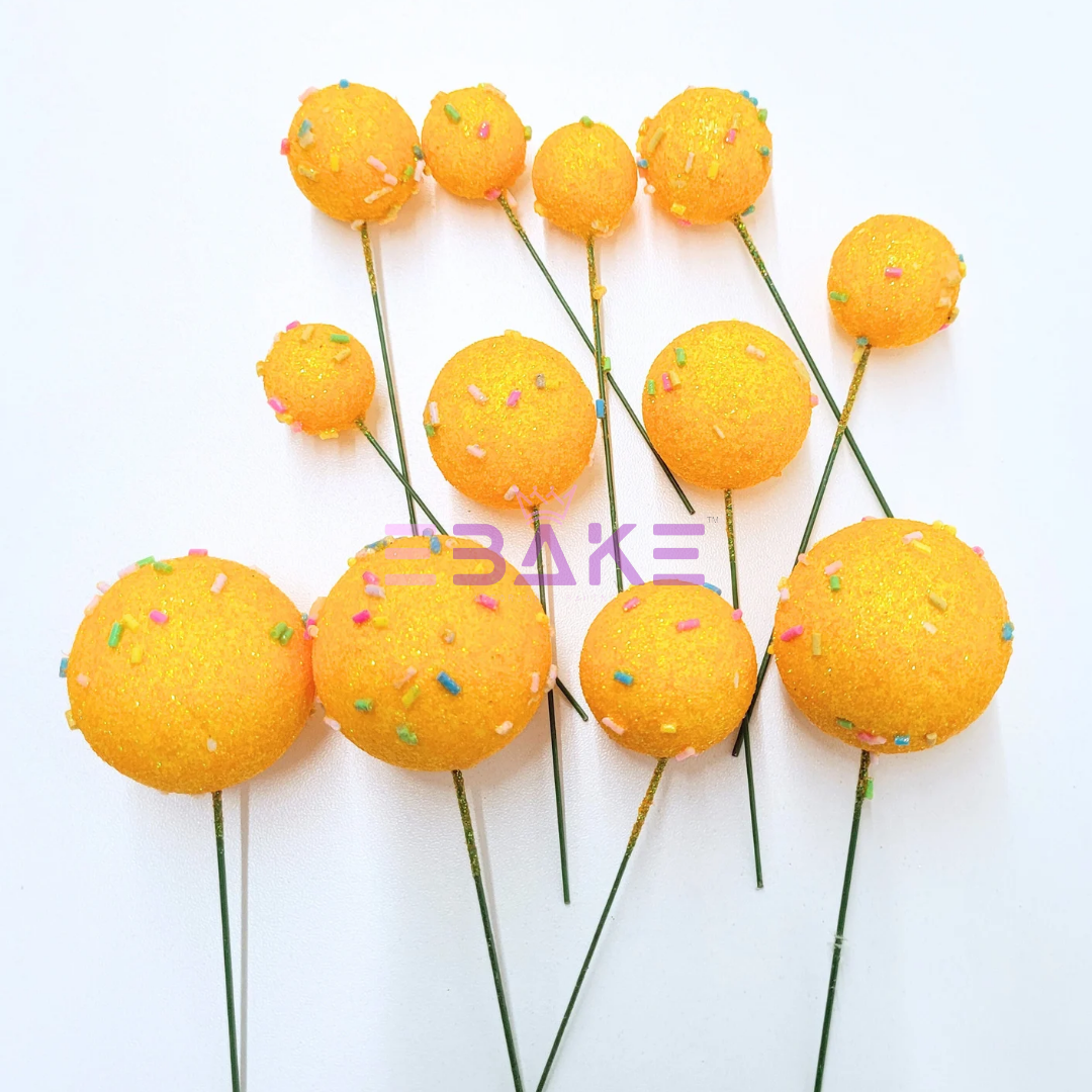 12 Pieces Faux Balls With Sprinkles - Orange