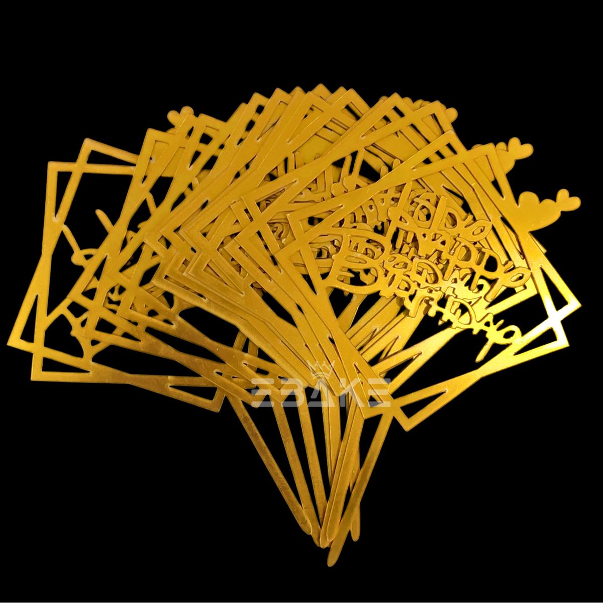 Happy Birthday Cake Topper 6inch Golden (Set of 10)