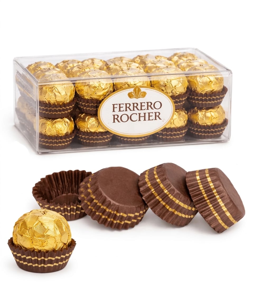 Ferrero Rocher Brown Chocolate Liner (100 Pieces) Truffle Liner - Chocolate Paper Cups