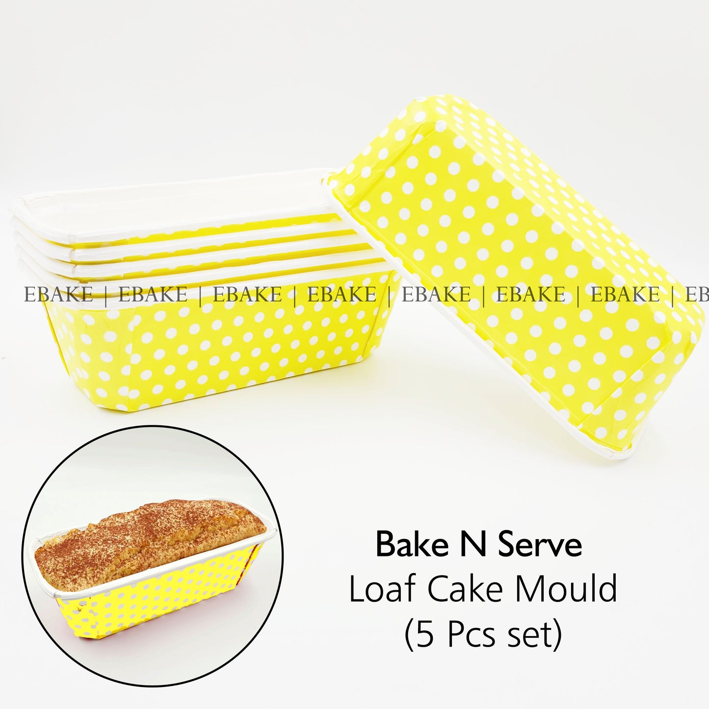Bake n Serve Plum Cake, Loaf Cake Mold (Set of 5 Pieces) Yellow
