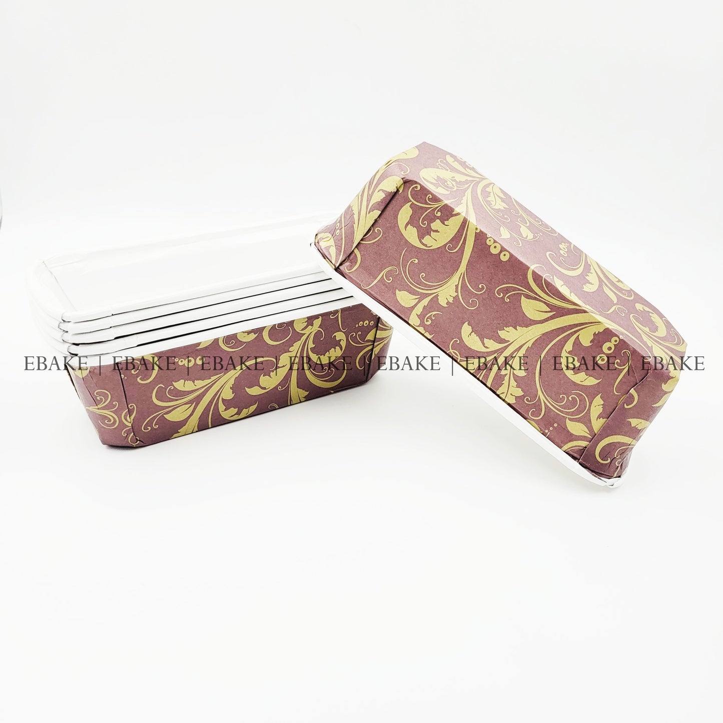 Bake n Serve Brown & Golden Printed Plum Cake, Loaf Cake Mould (Set of 5 Pieces)