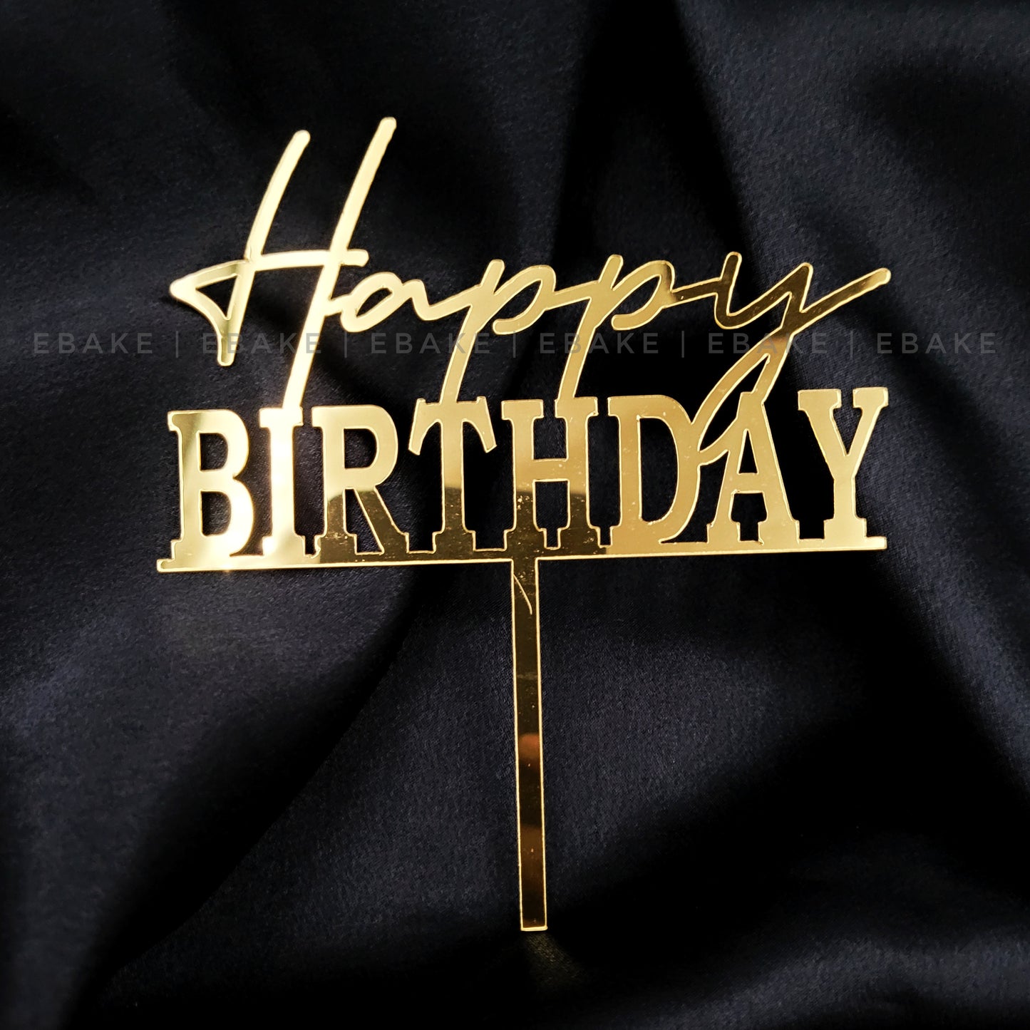 Happy Birthday Cake Topper Golden