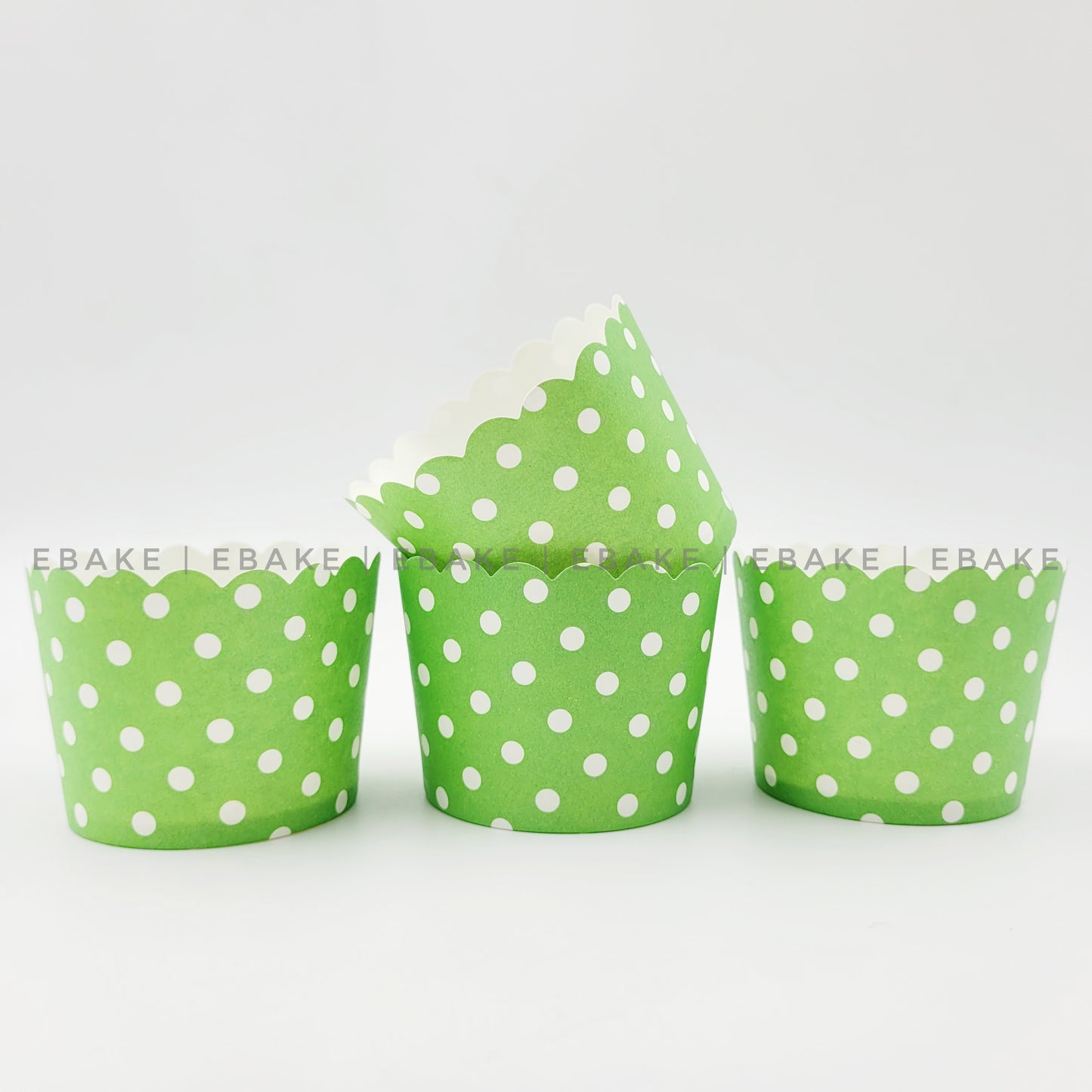 Paper Muffin Cup (Green Polka Dots) - Set Of 50 Pieces