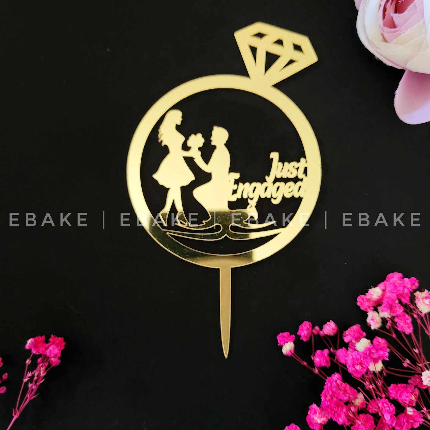 Just Engaged Cake Topper