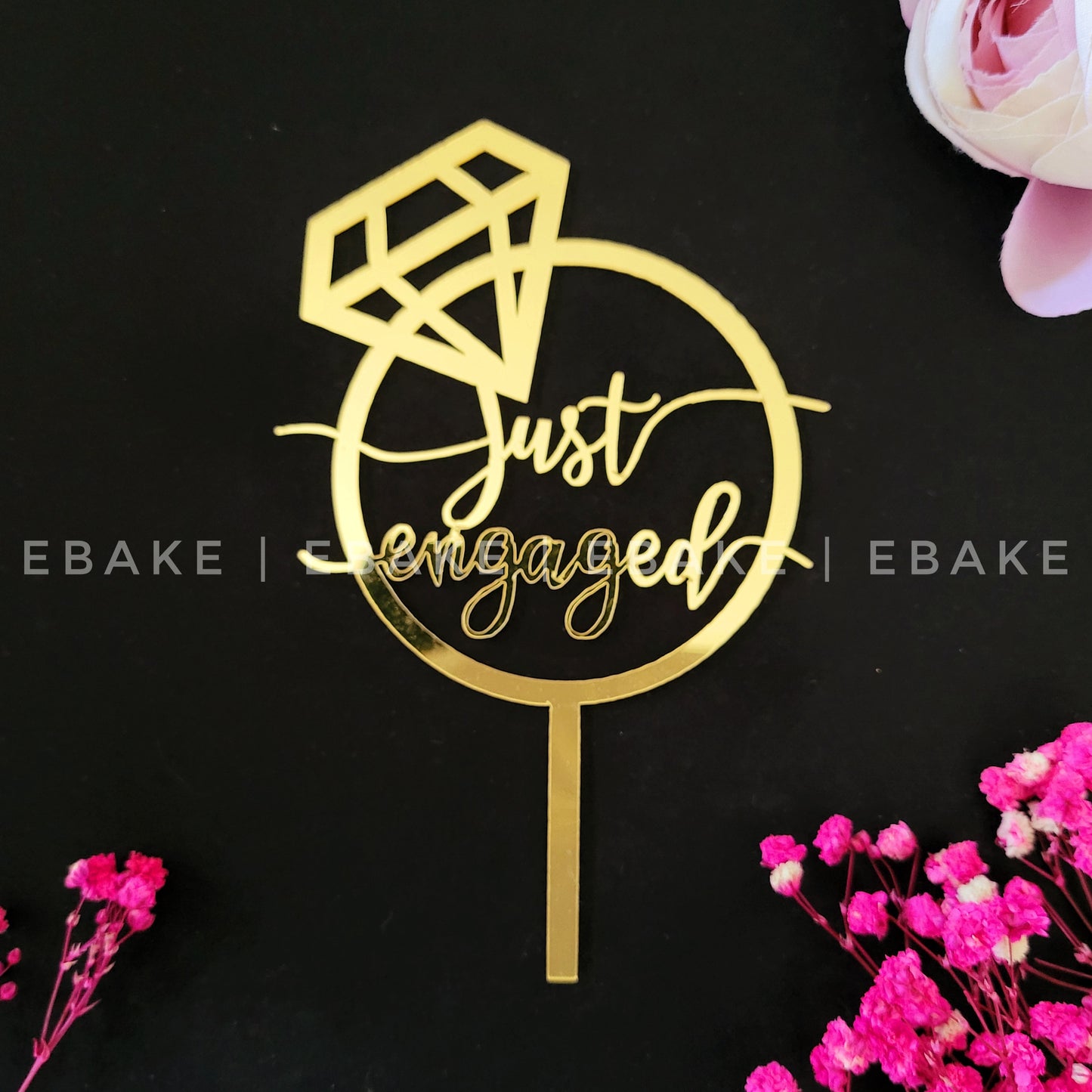 Just Engaged Cake Topper