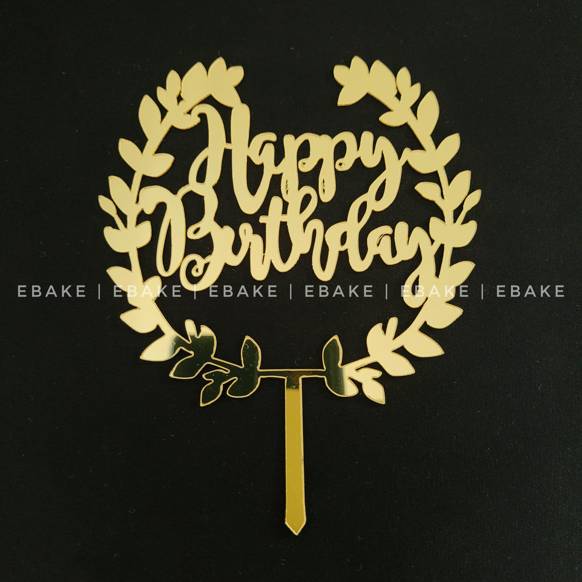 Happy Birthday Cake Topper Golden