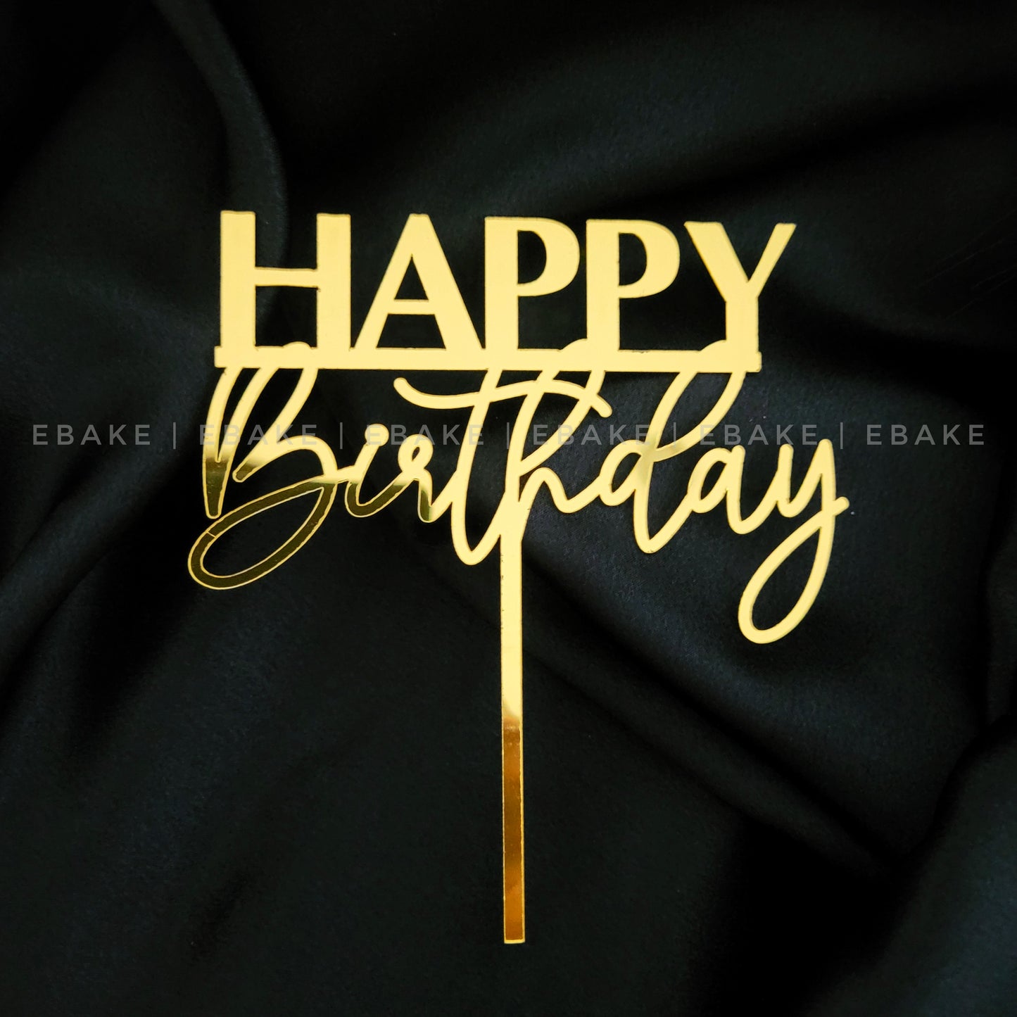 Happy Birthday Cake Topper Golden