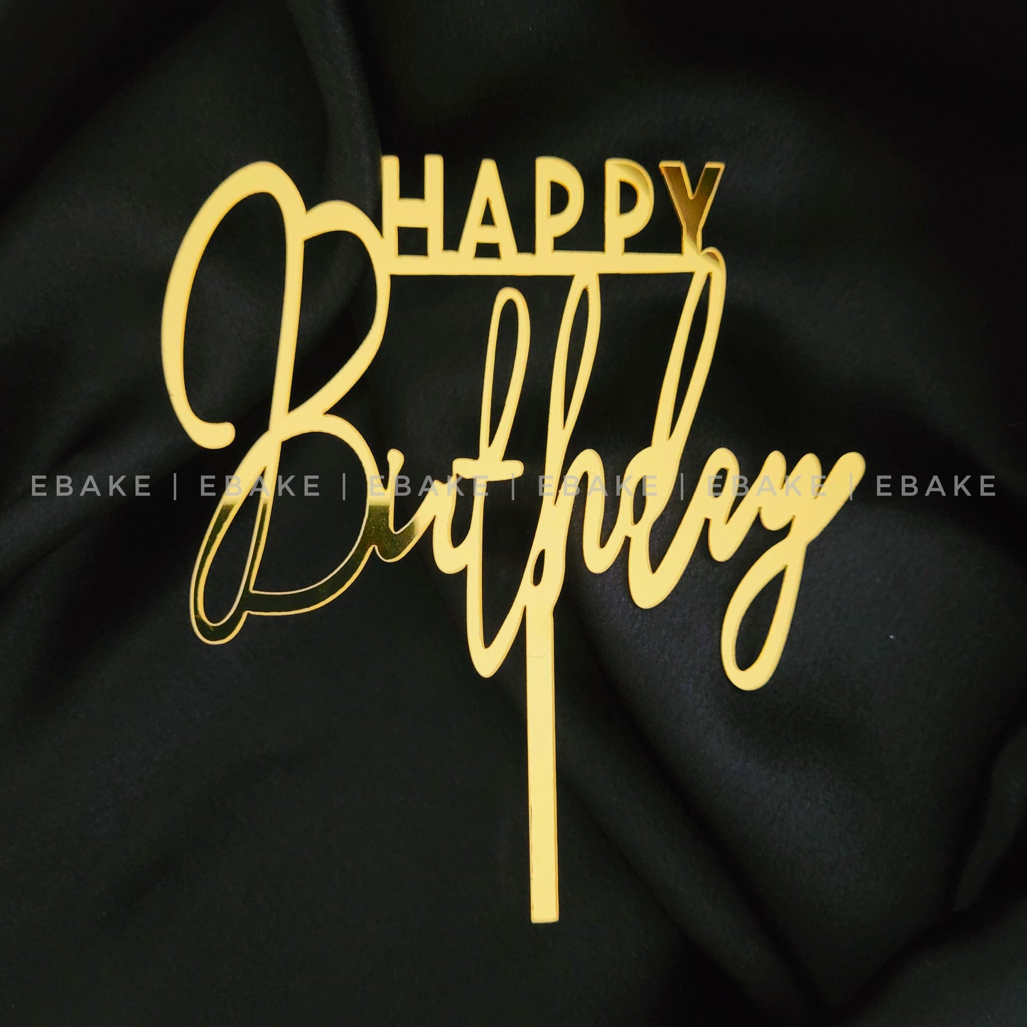 Happy Birthday Cake Topper Golden