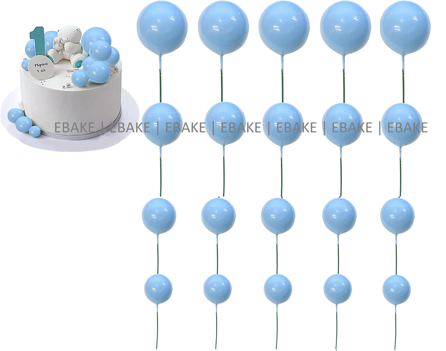 Pastel Blue Faux Balls - Set Of 20 Pieces