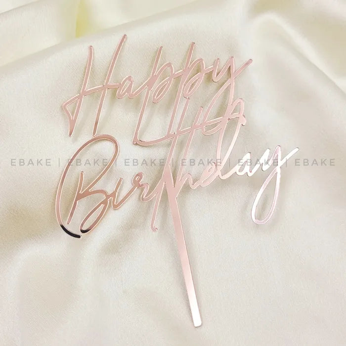 Happy Birthday Cake Topper (Rose Gold)