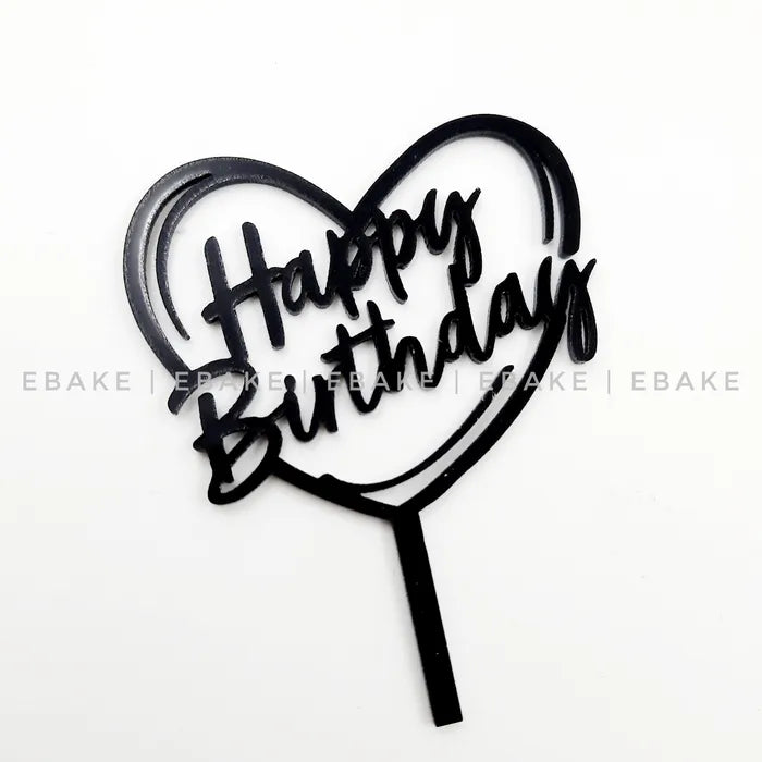 Happy Birthday Mini Topper Black