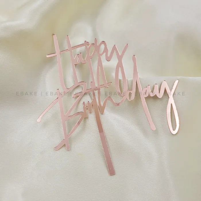 Happy Birthday Cake Topper (Rose Gold)