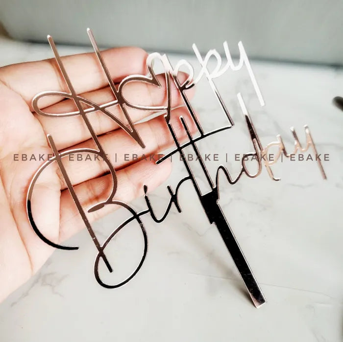 Happy Birthday Cake Topper (Rose Gold)