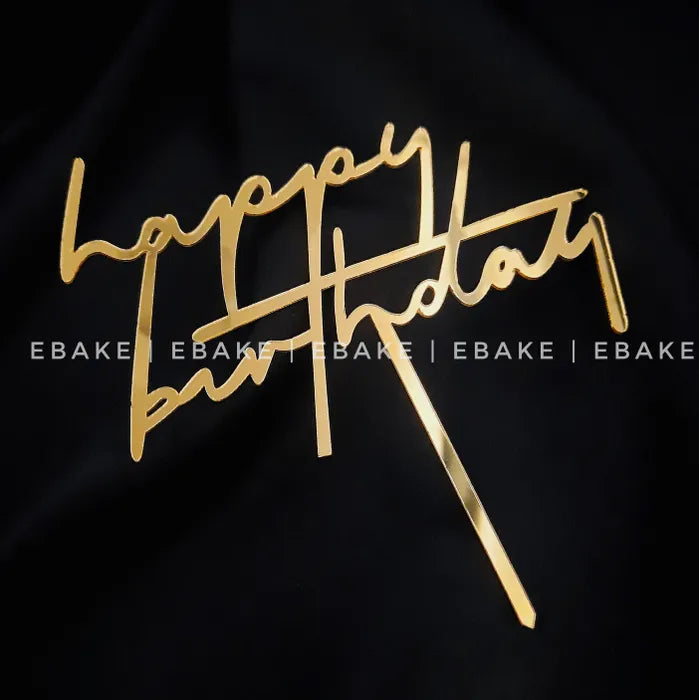 Happy Birthday Cake Topper (Golden)