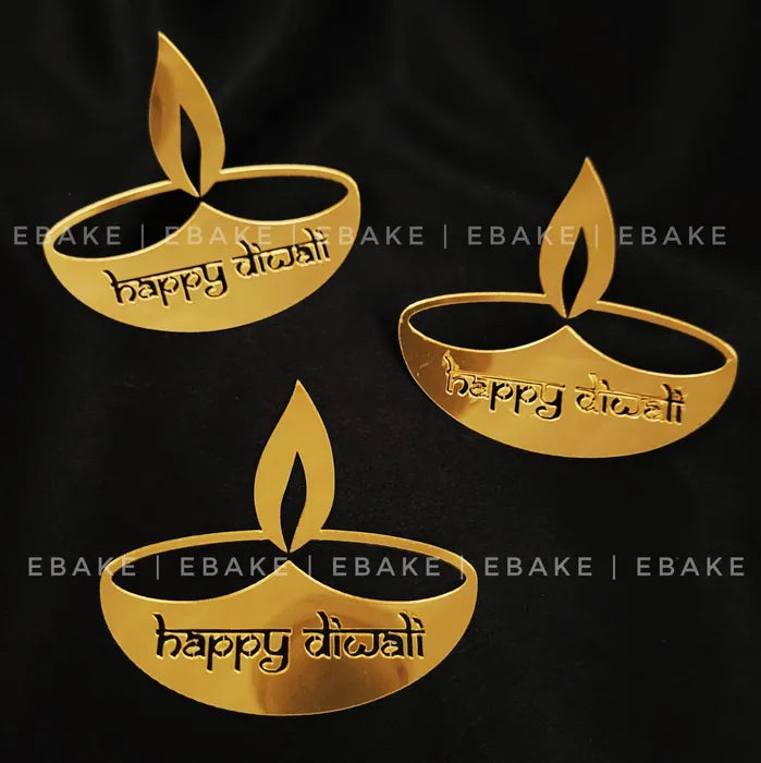 Happy Diwali Acrylic Cutout/Charm 3 Inch (Set Of 3) A597
