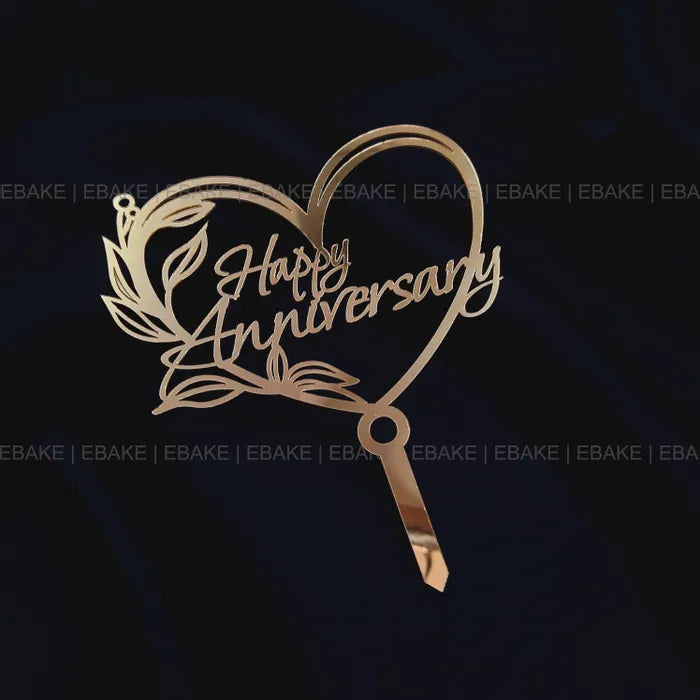 Happy Anniversary Cake Topper Golden