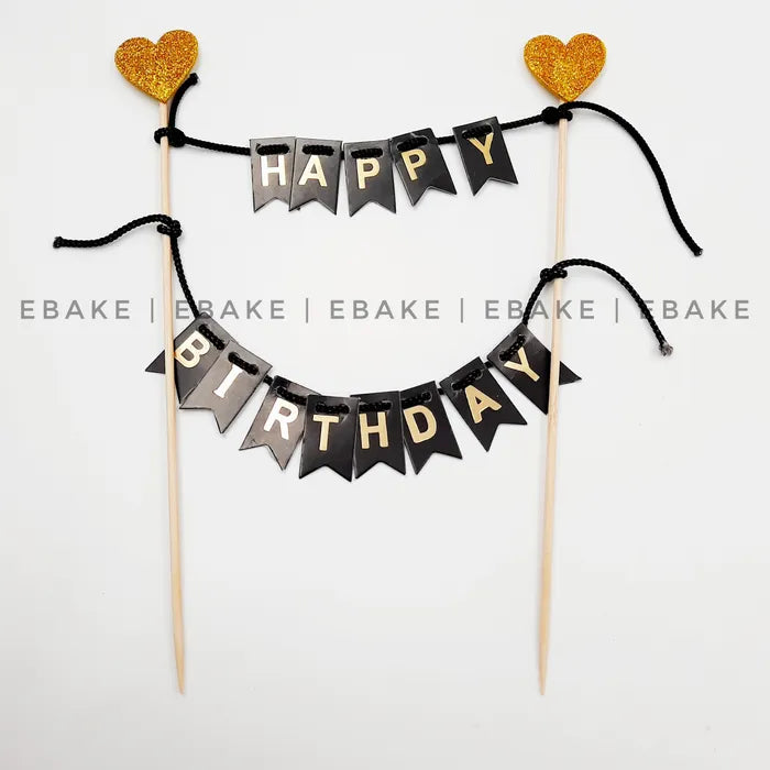 Banner Topper Happy Birthday Black