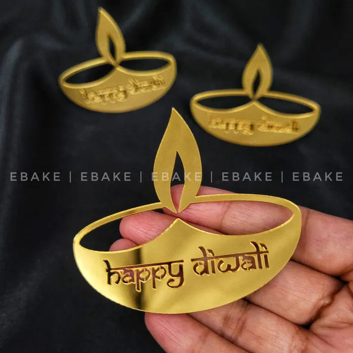Happy Diwali Acrylic Cutout/Charm 3 Inch (Set Of 3) A597