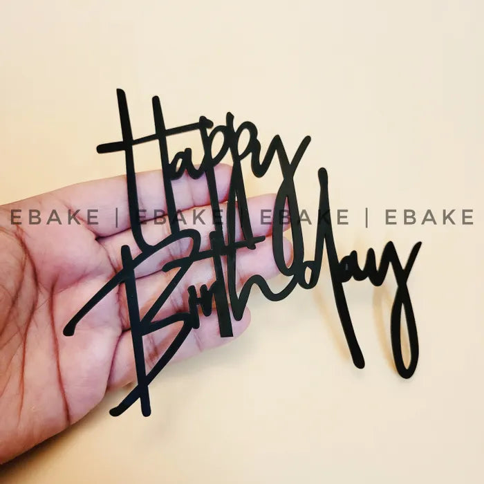 Happy Birthday Cutout (Cake Charm) - Black