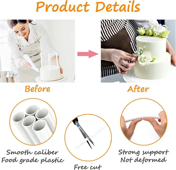 Cake Dowels (8 Pieces) Plastic Cake Support Rod