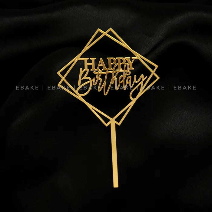Happy Birthday Cake Topper Gold