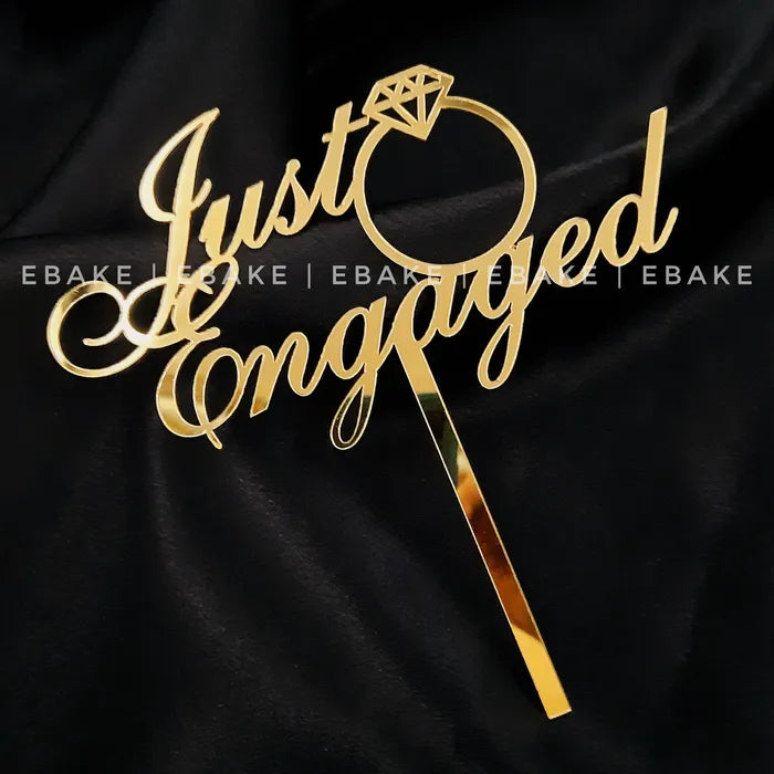 Just Engaged Cake Topper