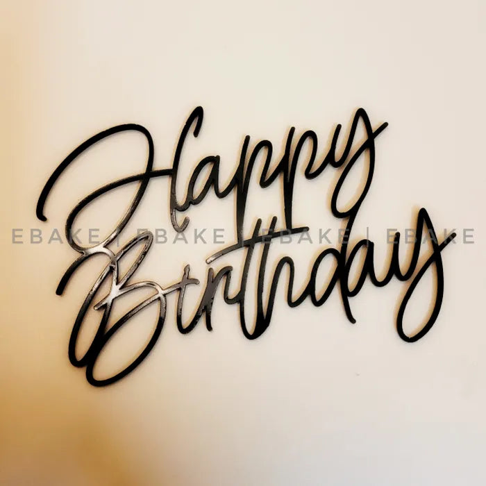 Happy Birthday Cutout (Cake Charm) - Black