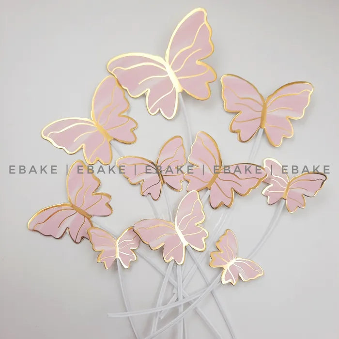 Pastel Pink Paper Butterflies With Twistable Stick - Foldable
