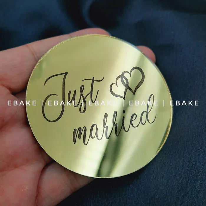 Just Married Coin Topper (Cake Disc) 2.5 Inches