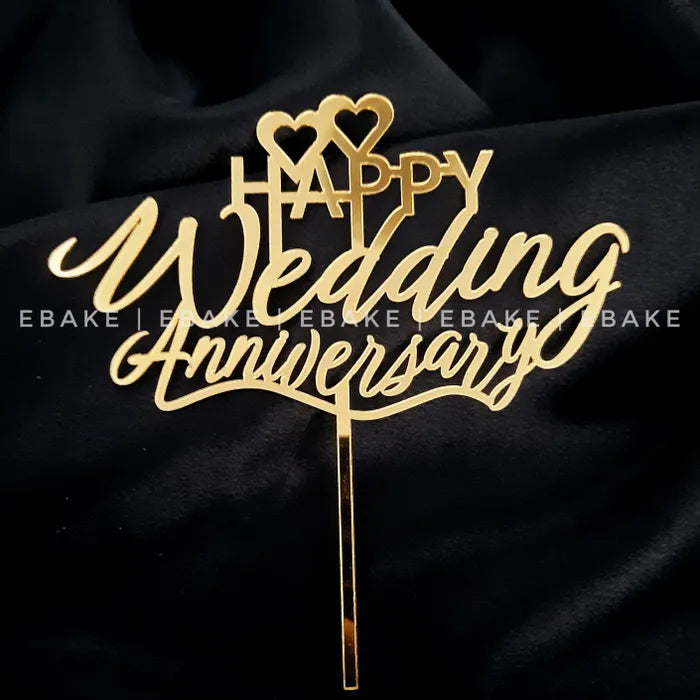 Happy Wedding Anniversary Cake Topper