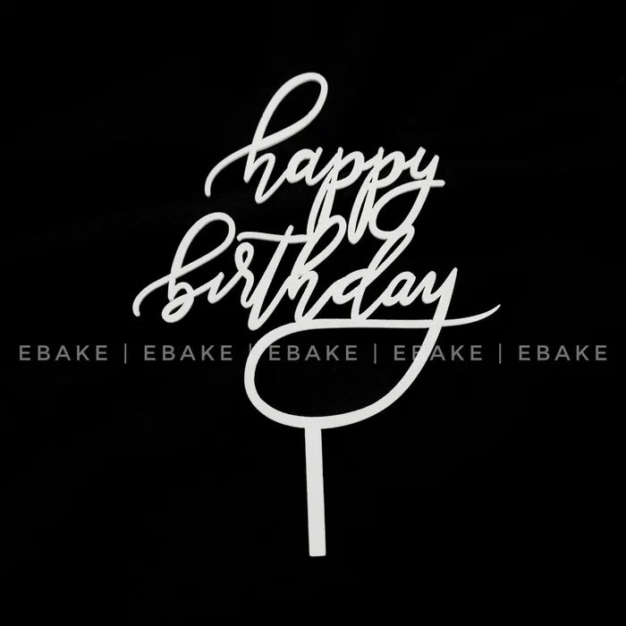 Happy Birthday Cake Topper White